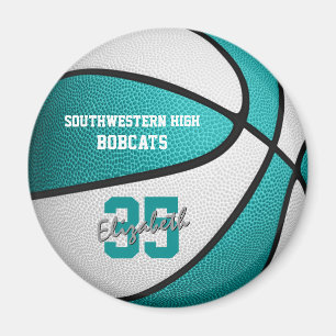 turquoise white girls basketball sports gifts magnet