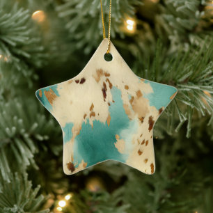 Turquoise White Gold Cowhide Ceramic Tree Decoration