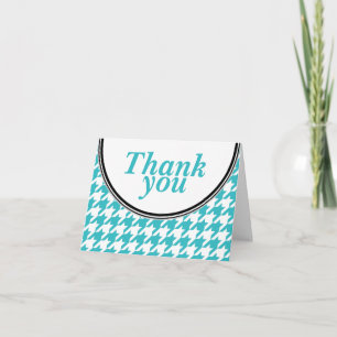 Turquoise White Houndstooth custom Thank You card