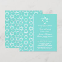 Turquoise & White Jewish Star Of David Bat Mitzvah