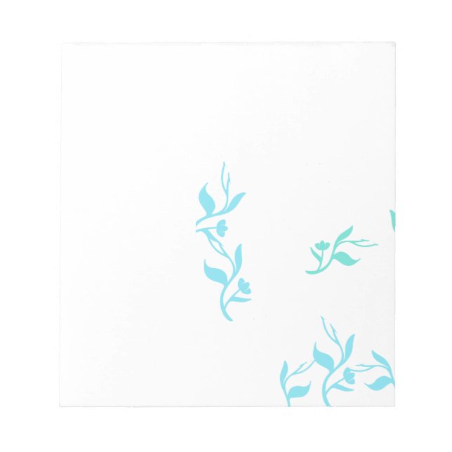 Turquoise White Leaves Pattern Product Notepad (Front)