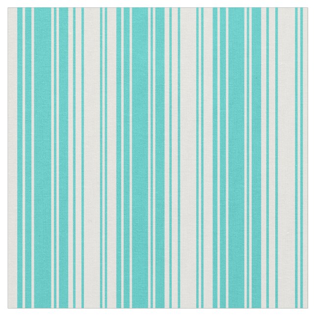 Turquoise & White Lines/Stripes Pattern Fabric (Close Up)