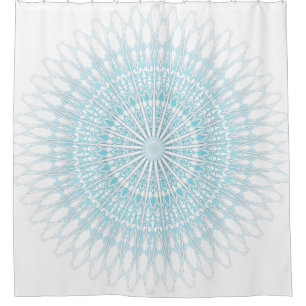 Turquoise White Mandala Ornament Shower Curtain