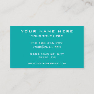 Turquoise White Modern Professional Business Card