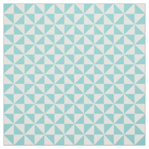 Turquoise White Modern Triangles Pattern Fabric