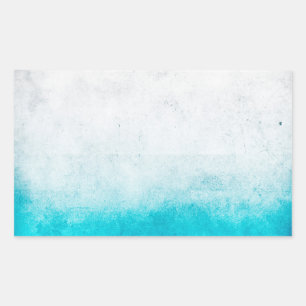 Turquoise & White Ombre Distressed Watercolor Rectangular Sticker