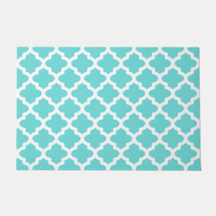 Turquoise White Pattern Doormat