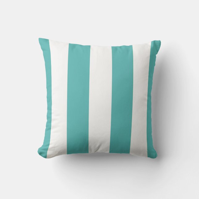 Turquoise & White Striped Decorative Cushion (Front)
