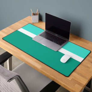 Turquoise White Teal Color Block Style Design  Desk Mat