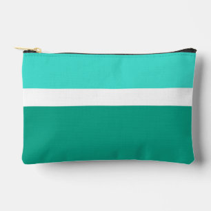 Turquoise White Teal Colour Block Style Design Accessory Pouch
