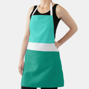 Turquoise White Teal Colour Block Style Design Apron