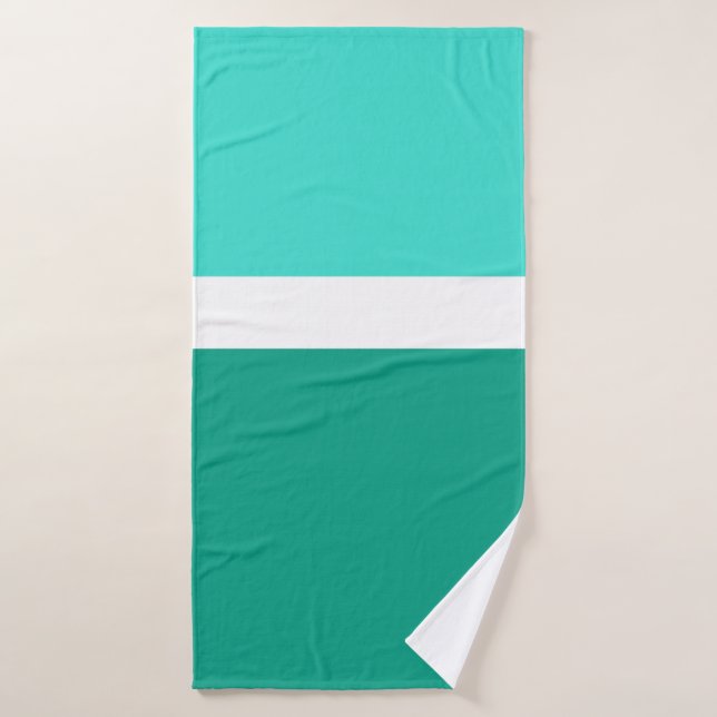 Turquoise White Teal Colour Block Style Design  Bath Towel (Bath Towel)