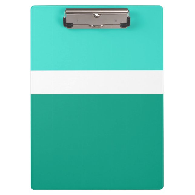 Turquoise White Teal Colour Block Style Design  Clipboard (Front)