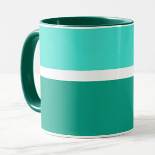 Turquoise White Teal Colour Block Style Design Mug