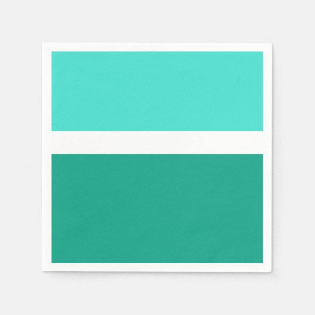 Turquoise White Teal Colour Block Style Design  Napkin (Front)