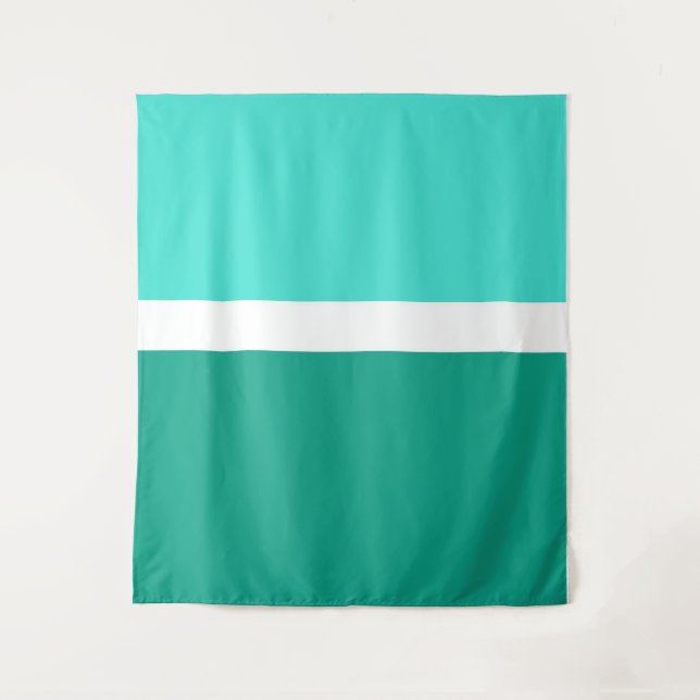 Turquoise White Teal Colour Block Style Design  Tapestry (Front)