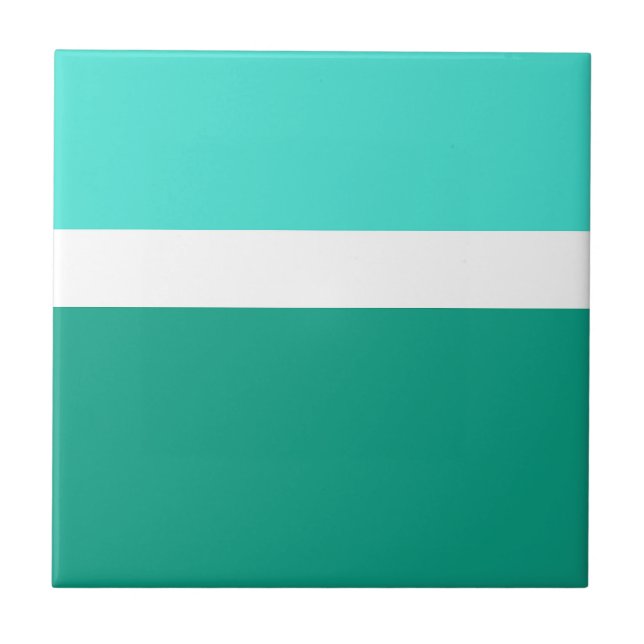 Turquoise White Teal Colour Block Style Design  Tile (Front)