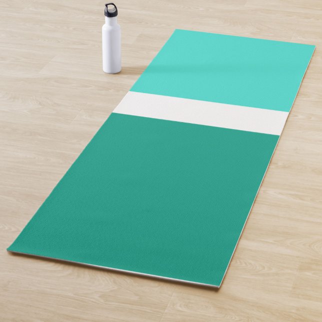 Turquoise White Teal Colour Block Style Design  Yoga Mat (Creator Uploaded)