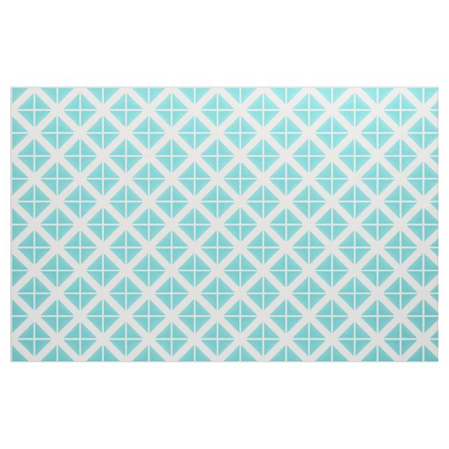 Turquoise White Trendy Triangles Pattern Fabric (Yard)