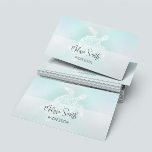 Turquoise White Turtle    Coastal  Business Card