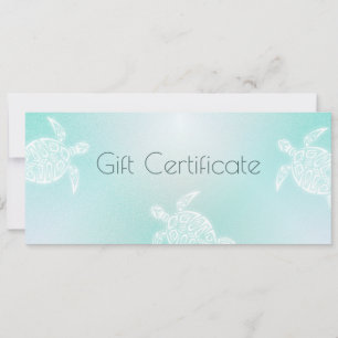 Turquoise White Turtle Gift Certificate