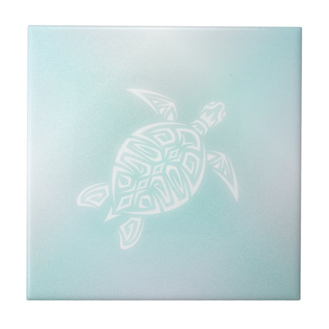 Turquoise White  Turtle Tile (Front)