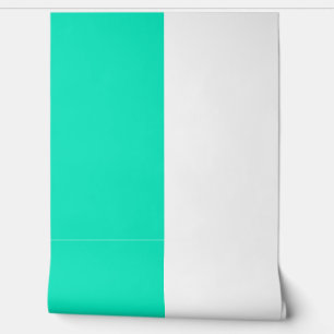 Turquoise White Vertical Big Stripes Pattern Wallpaper