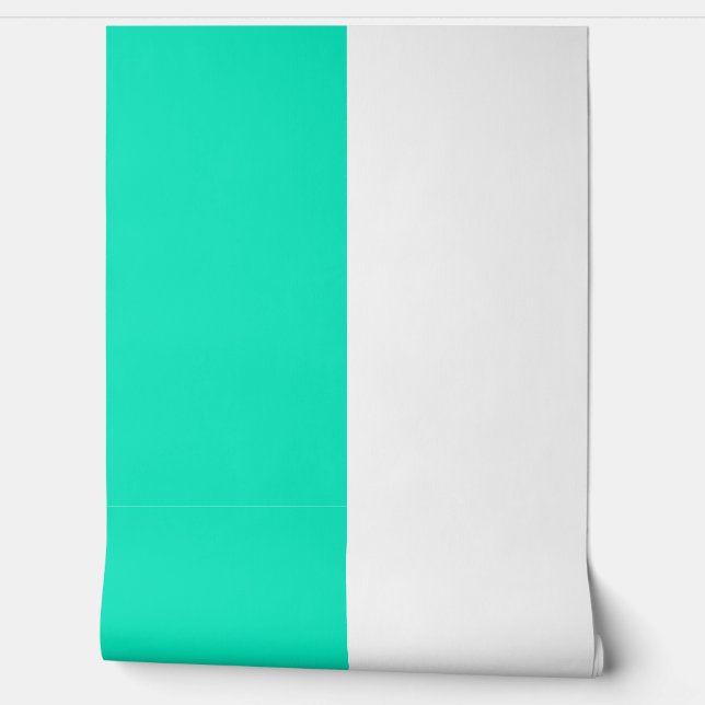 Turquoise White Vertical Big Stripes Pattern  Wallpaper (Unrolling)