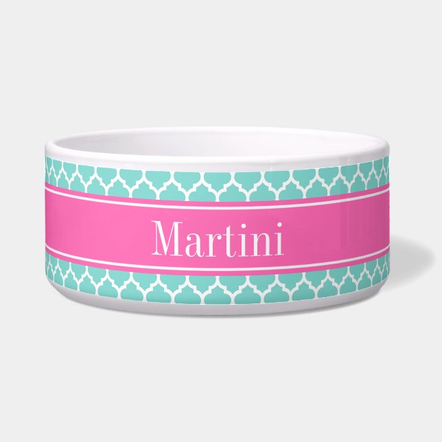 Turquoise Wht Moroccan #5 Hot Pink2 Name Monogram (Front)