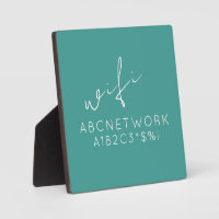 Turquoise Wifi Password Sign with Easel Stand