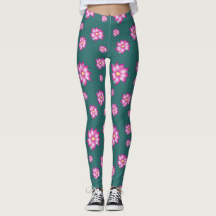 Turquoise With Bright Pink Leggings