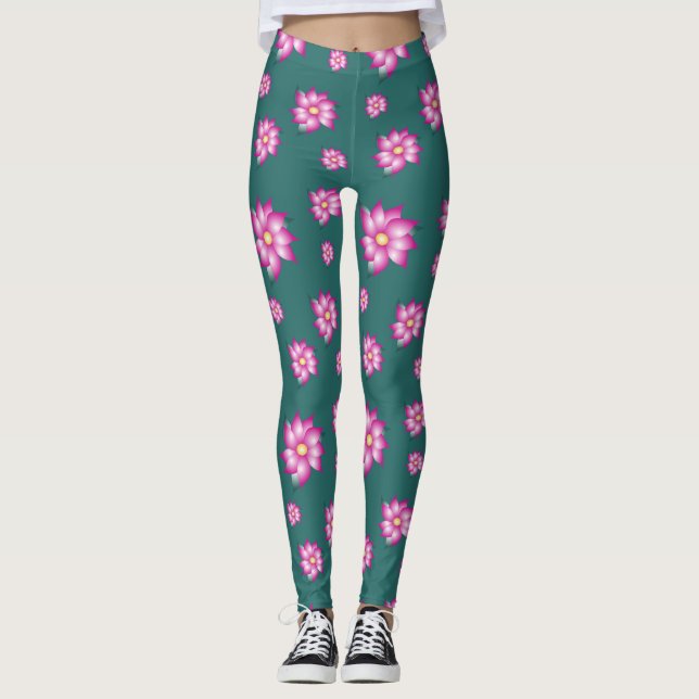 Turquoise With Bright Pink Leggings (Front)