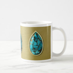 Turquoise with Gold Bezel Coffee Mug