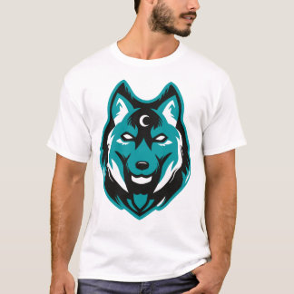 Turquoise wolf head T-Shirt