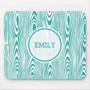 Turquoise Wood Grain Mouse Pad