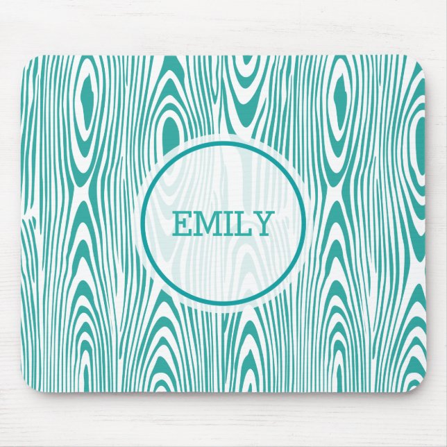 Turquoise Wood Grain Mouse Pad (Front)