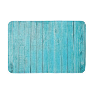 Turquoise Wood Texture Bath Mat