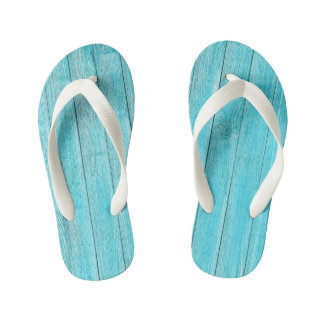 Turquoise Wood Texture Kid's Jandals