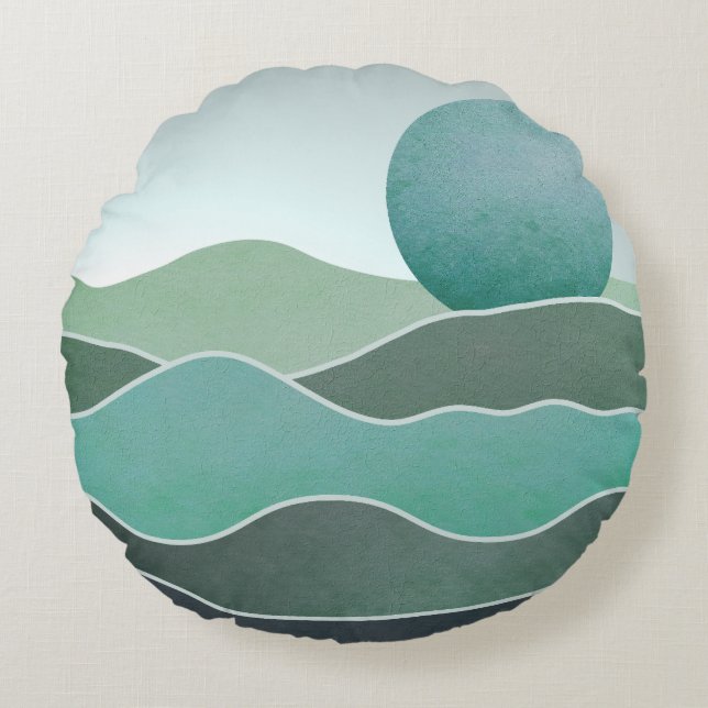Turquoise World Landscape Round Cushion (Front)