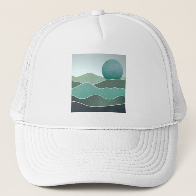 Turquoise World Landscape Trucker Hat (Front)