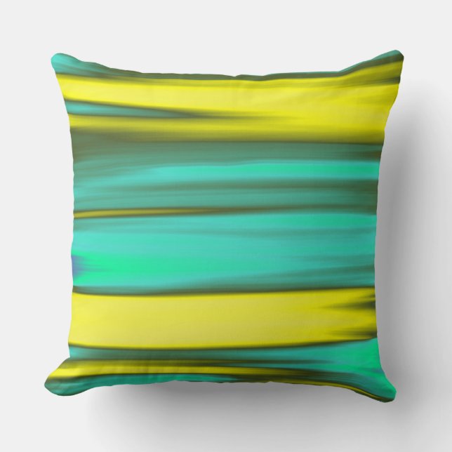Turquoise Yellow Abstract Painting Cushion (Front)