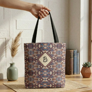 Turquoise, Yellow and Brown Connecting Mandalas Tote Bag