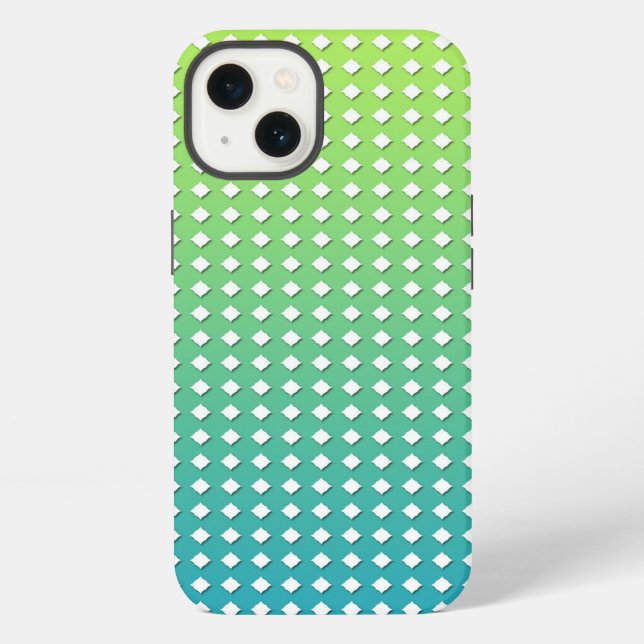 Turquoise Yellow Geometric Pattern Diamonds iPhone Case (Back)