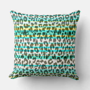 Turquoise Yellow Leopard Print Skin Cushion