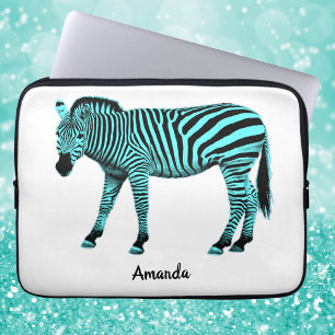 Turquoise Zebra Electronics Bag w/ Your Name