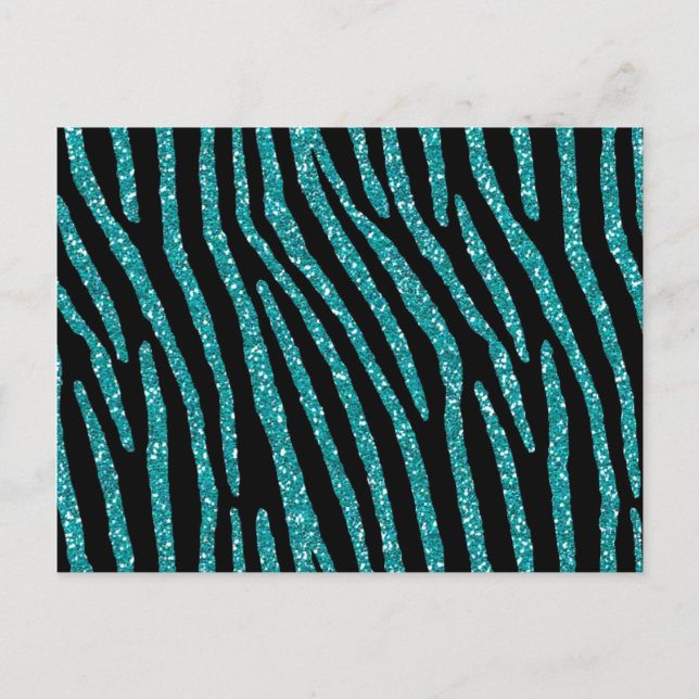 Turquoise Zebra Glamour Elegance Postcard (Front)