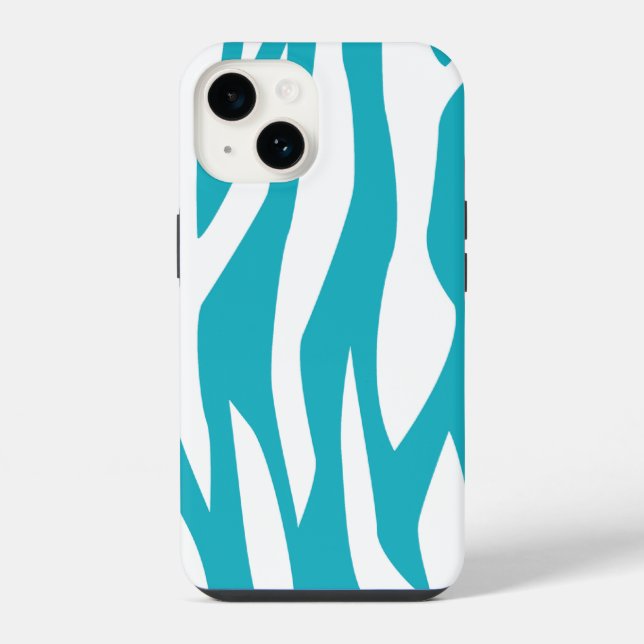 Turquoise Zebra Print iPhone Case (Back)