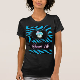 Turquoise Zebra print Sweet 16 T-Shirt