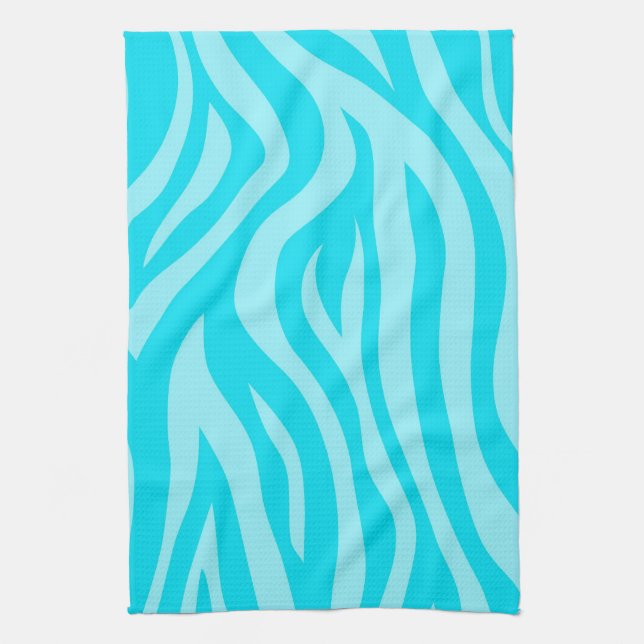 Turquoise Zebra Print Tea Towel (Vertical)
