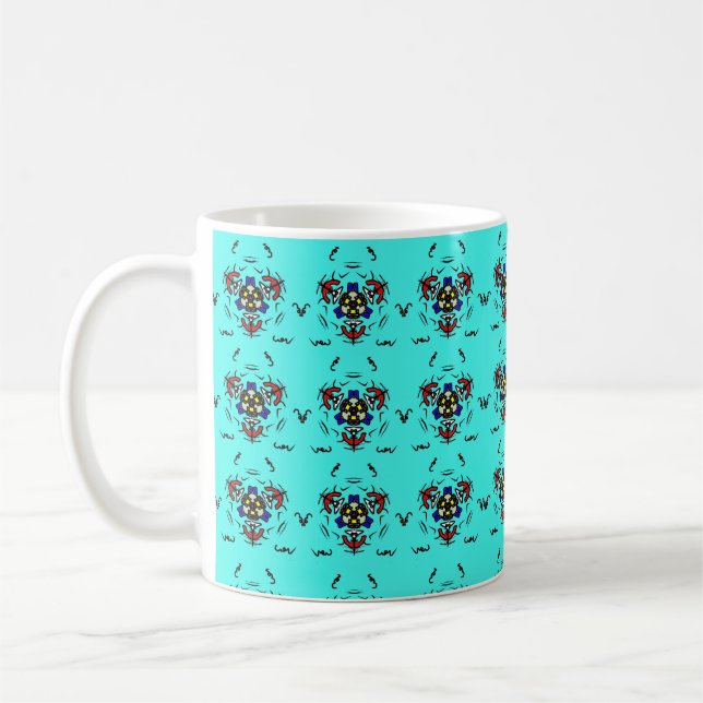 Turquoise Zen Mandala Coffee Mug (Left)
